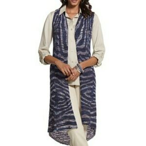 Chicos Abstract Tweed Vienna Vest Sweater Sleeveless - Blue Combo 2/L